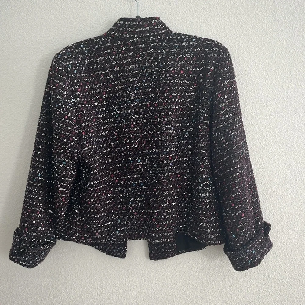 Chicos Purple Tweed Metallic Jacket Size 8
